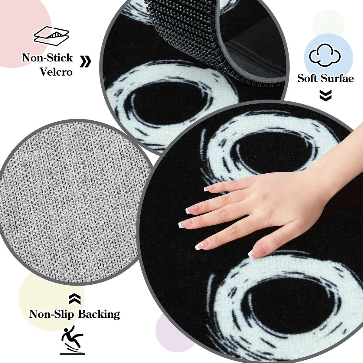 Mimot Schoolgirl Style Loop Black/White Classroom Rug Kids Rugs Lahome