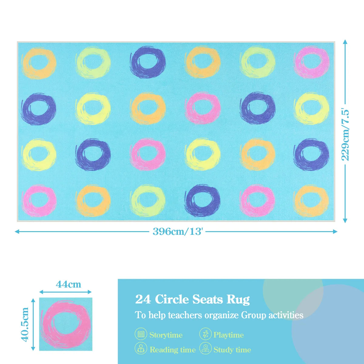 Mimot Schoolgirl Style Loop Blue Classroom Rug Kids Rugs Lahome