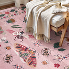 Vionnet Washable Modern Parisian Insect Pink Rug Area Rugs Lahome