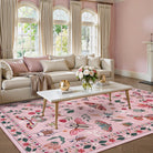 Vionnet Washable Modern Parisian Insect Pink Rug Area Rugs Lahome