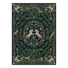 Myrrha Washable Fantasy Garden and Unicorn Dark Green Rug Area Rugs Lahome 8' x 10'