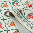 Naya Christmas Washable Wreath Tree Plaid Ivory Beige Rug Area Rugs Lahome
