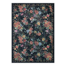 Nina Washable Romantic Vintage Floral Rose Garden Black Rug Area Rugs Lahome
