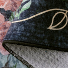 Nina Washable Romantic Vintage Floral Rose Garden Black Rug Area Rugs Lahome