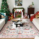 Olivier Christmas Washable Tree and Santa Beige Rug Area Rugs Lahome