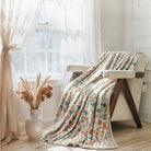 Orelie Washable Washable Maximalism Vibrant Blossom Floral Beige Throw Blanket Blanket Lahome