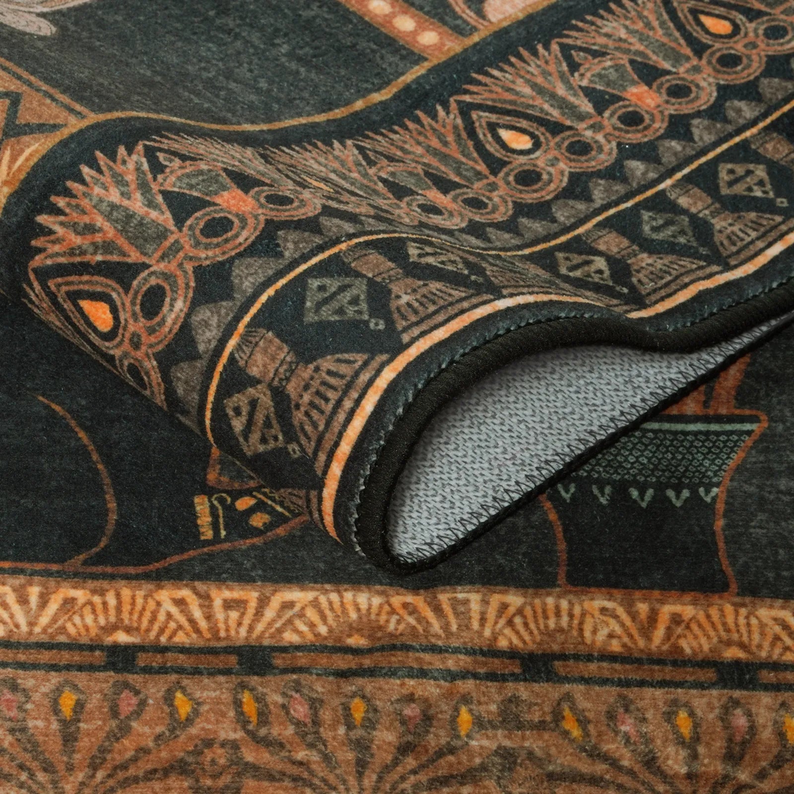 Ravin Washable Ancient Egyptian Revival Cat Black Rug Area Rugs Lahome