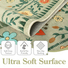 Rosalie Washable Boho Birdsong Floral Garden Light Green Rug Area Rugs Lahome