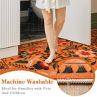 Rosalie Washable Boho Birdsong Floral Garden Orange Rug Area Rugs Lahome