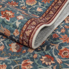 Savarin Washable Vintage Floral Blue/Red Rug Runner Rugs Lahome