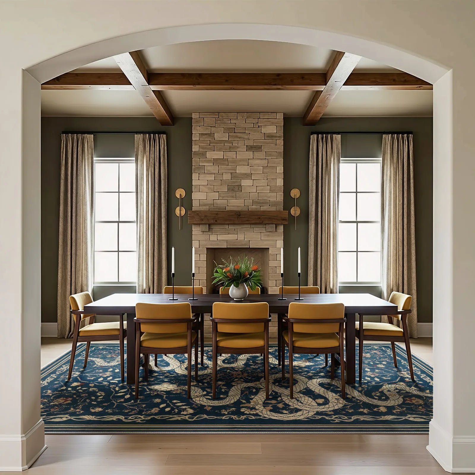 Serpente Washable Mystical Snake Blue Rug Area Rugs Lahome