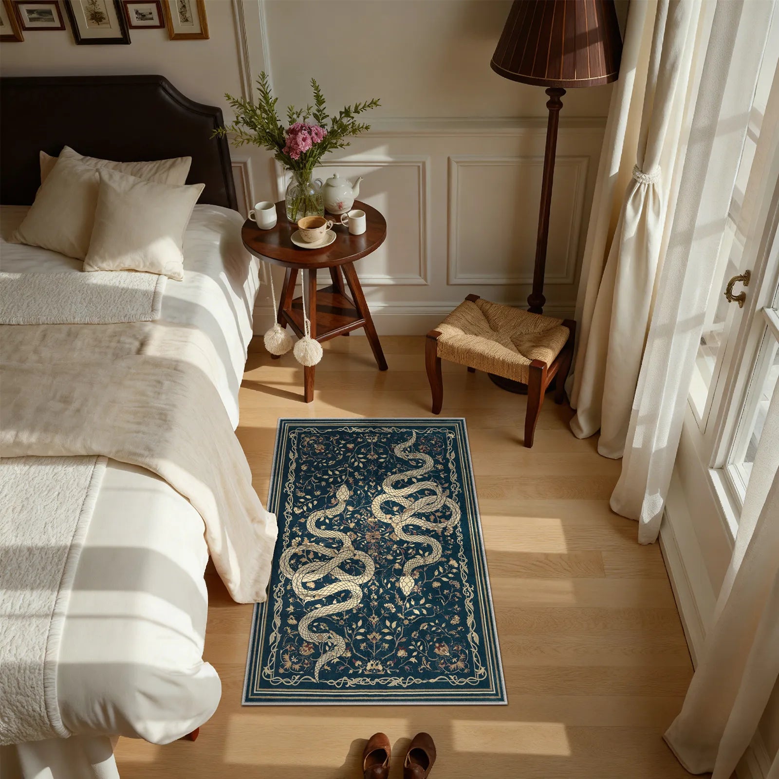 Serpente Washable Mystical Snake Blue Rug Area Rugs Lahome