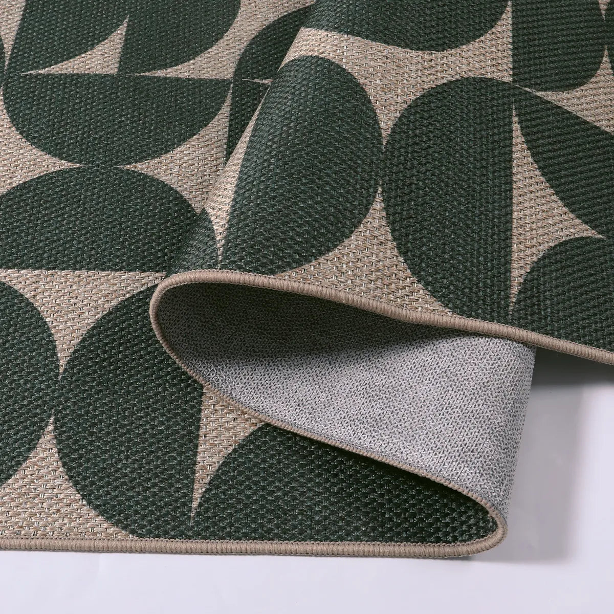 Solaro Washable Boho Geometric Easy Jute Green Indoor/Outdoor Rug Easy Jute Rug Lahome