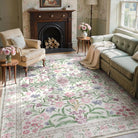 Sylvie Washable Boho Modern Parisian Garden Floral Purple Rug Area Rugs Lahome