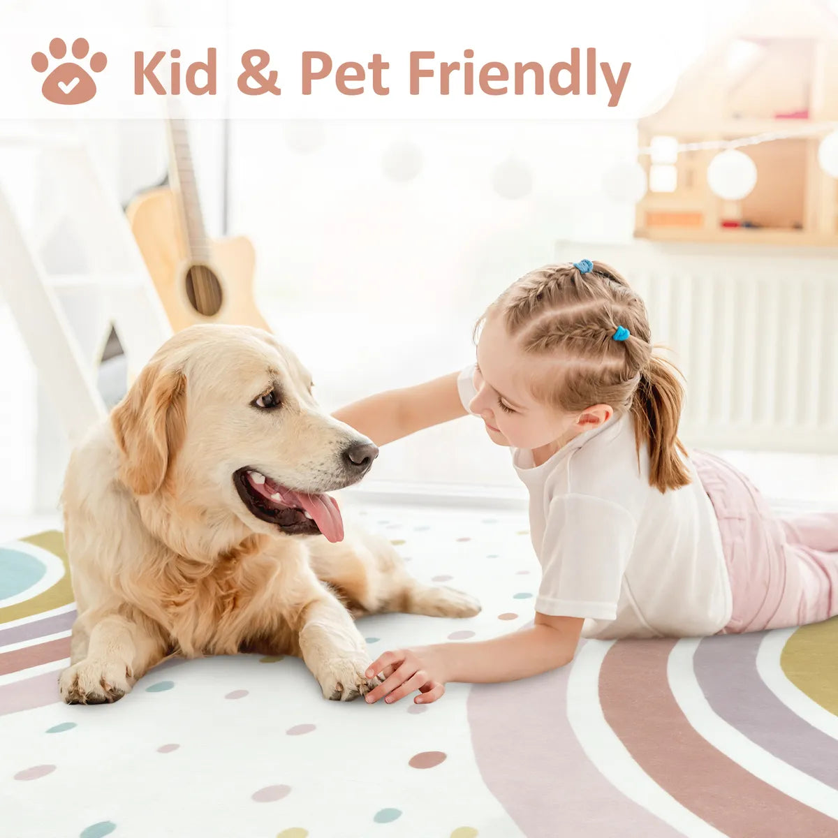Tipou Washable Rainbow Morandi Kids Rug Area Rugs Lahome