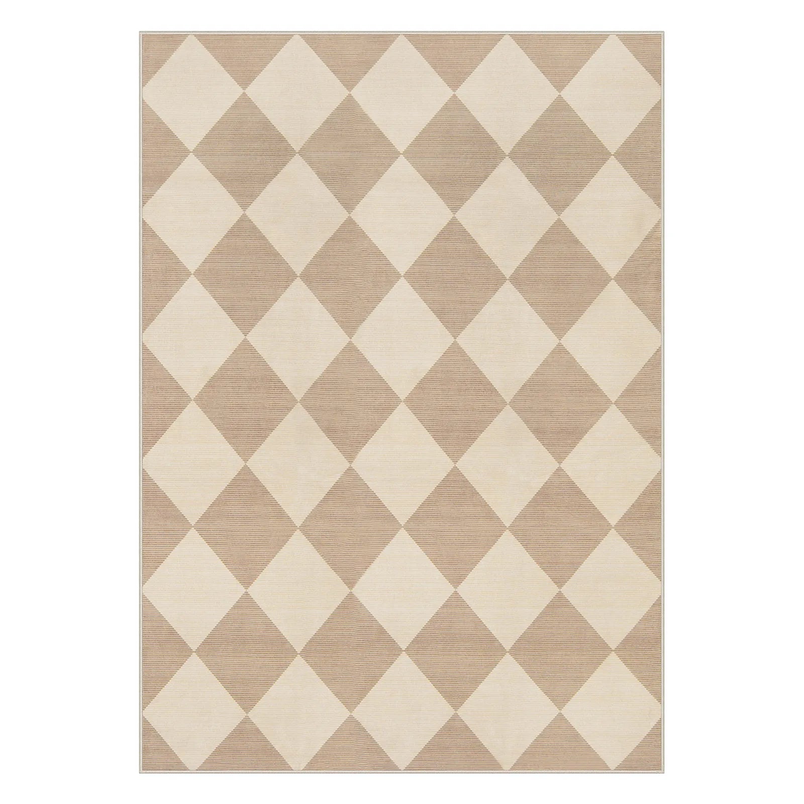 Varell Washable Modern Geometric Checkered Beige Rug Rugs Lahome