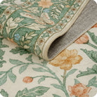 Verena Washable Vintage Floral Butterfly Sage Green Rug Area Rugs Lahome
