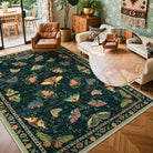 Villette Washable Modern Parisian Insect Green Rug Area Rugs Lahome