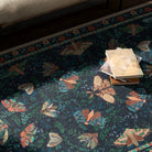 Villette Washable Vintage Botanical Insect Blue Rug Area Rugs Lahome