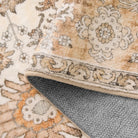 Aurelie Washable Vintage Boho Floral Orange Rug Area Rugs Lahome