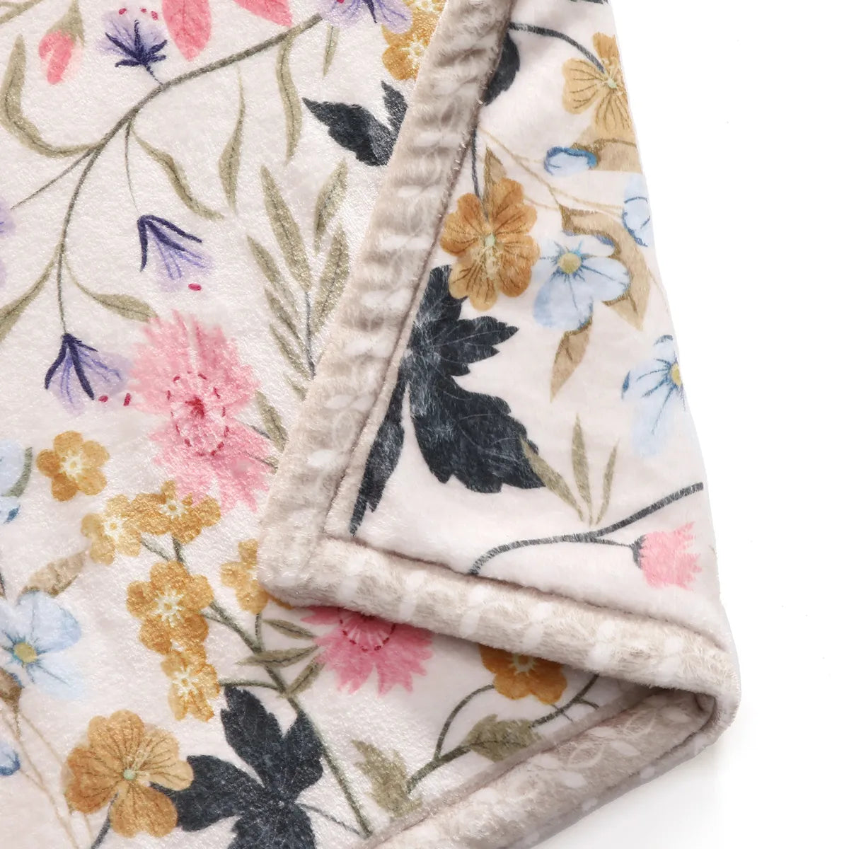 Virelle Washable Modern Blooming Floral Garden Beige Throw Blanket Blanket Lahome