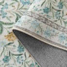 Sylvie Washable Boho Modern Parisian Garden Floral Blue Rug Area Rugs Lahome