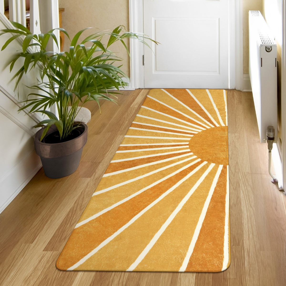 Washable Orange Boho Rainbow Rug | Elora Sunshine Style - Lahome