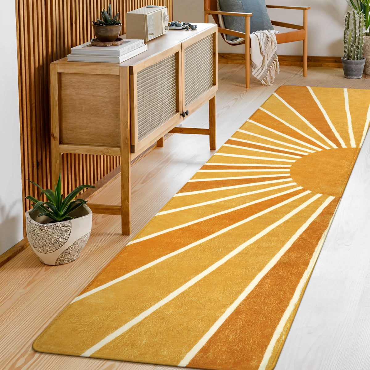 Washable Orange Boho Rainbow Rug | Elora Sunshine Style - Lahome
