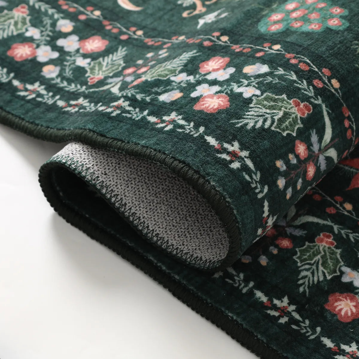 Kylian Christmas Washable Winter Snow House Green Rug Area Rugs Lahome