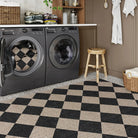 Coline Washable Geometric Checkered Easy Jute Black Indoor/Outdoor Rug Easy Jute Area Rug Lahome