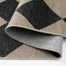 Coline Washable Geometric Checkered Easy Jute Black Indoor/Outdoor Rug Easy Jute Area Rug Lahome