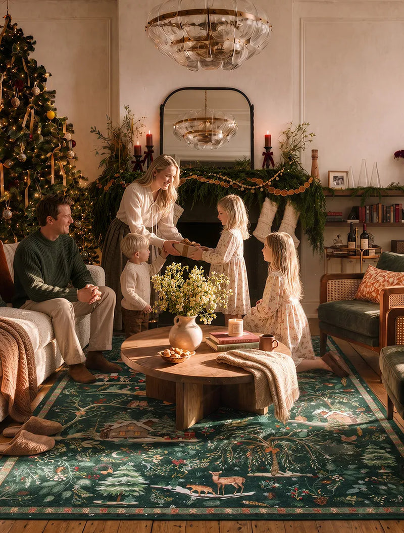 family gathering in a Christmas living room