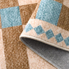 Louise Washable Modern Playful Checkered Khaki Rug Area Rugs Lahome