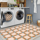 Louise Washable Modern Playful Checkered Khaki Rug Area Rugs Lahome