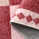 Louise Washable Modern Playful Checkered Pink Rug Area Rugs Lahome