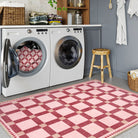 Louise Washable Modern Playful Checkered Pink Rug Area Rugs Lahome