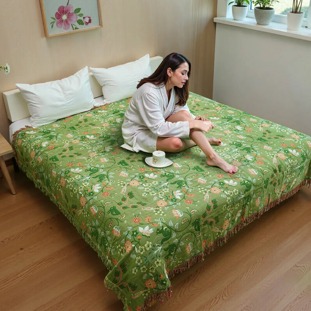Lahome Mirette Washable Boho Breeze Woven Throw Bed Blanket Blanket Lahome