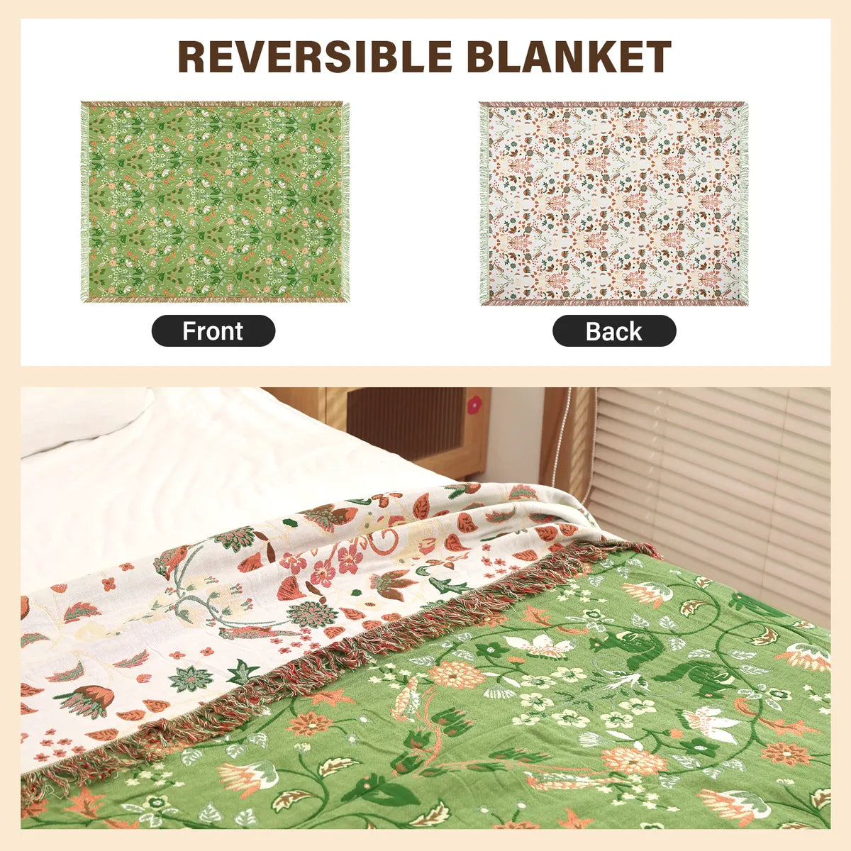 Lahome Mirette Washable Boho Breeze Woven Throw Bed Blanket Blanket Lahome