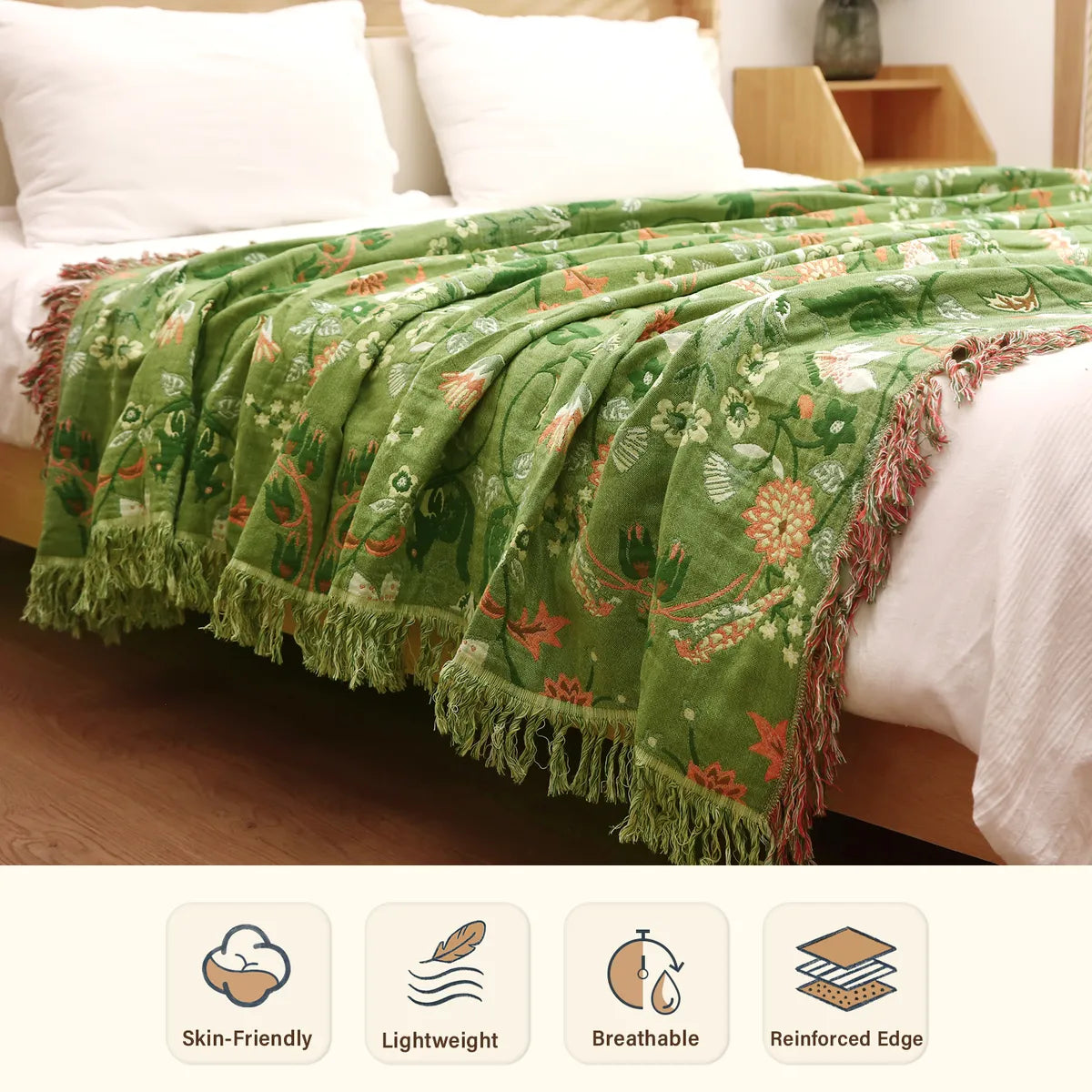 Lahome Mirette Washable Boho Breeze Woven Throw Bed Blanket Blanket Lahome