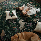 Myrrha Washable Fantasy Garden and Unicorn Dark Green Rug Area Rugs Lahome