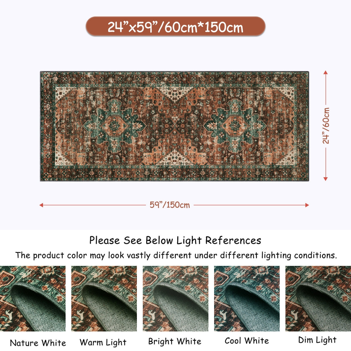 Ultra-Thin Washable Persian Vintage Floral Area Rug