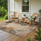 Liva Washable Tropical Palm Easy Jute Beige Indoor/Outdoor Rug Area Rugs Lahome 5' x 7'