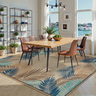 Liva Washable Tropical Palm Easy Jute Teal Indoor/Outdoor Rug Area Rugs Lahome