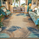 Liva Washable Tropical Palm Easy Jute Teal Indoor/Outdoor Rug Area Rugs Lahome 8' x 10'
