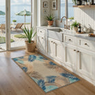 Liva Washable Tropical Palm Easy Jute Teal Indoor/Outdoor Rug Area Rugs Lahome