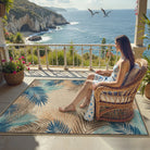 Liva Washable Tropical Palm Easy Jute Teal Indoor/Outdoor Rug Area Rugs Lahome