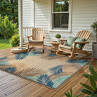 Liva Washable Tropical Palm Easy Jute Teal Indoor/Outdoor Rug Area Rugs Lahome 5' x 7'