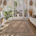 SUNDEREY Floral Easy Jute Rug,Area Rug Washable Bedroom Rug,Easy Jute Indoor Outdoor Carpet, Farmhouse Non Slip Khaki Floor Rug for Dining Room Office Entrance Kitchen Walmart Walmart