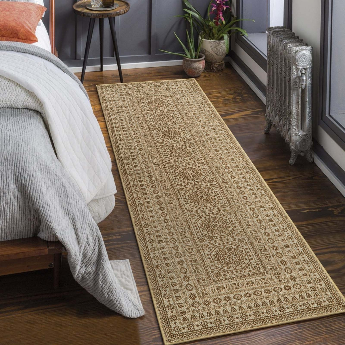 Modern Geometric Neutral Easy-Jute Rug with Border