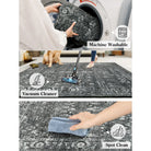 Margot Washable Vintage Distressed Black/Grey Rug Area Rugs Lahome